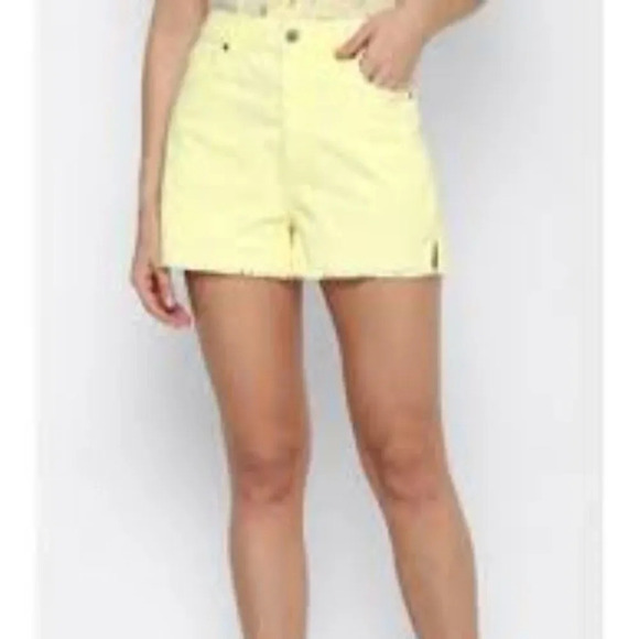 American Eagle Women Yellow Stretch Corduroy Mom Shorts Size 12‎ - Picture 1 of 7